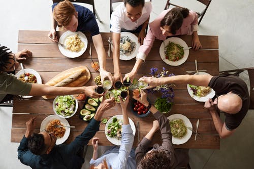 Enjoying a meal together